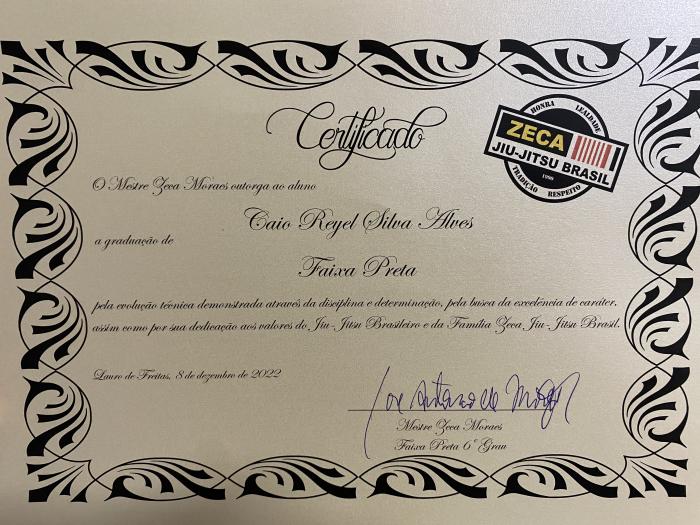Black belt · December 8, 2022 · Promoted by Mestre Zeca Moraes