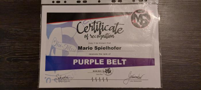 Purple belt · June 5, 2023 · Promoted by Luka Mošmondor