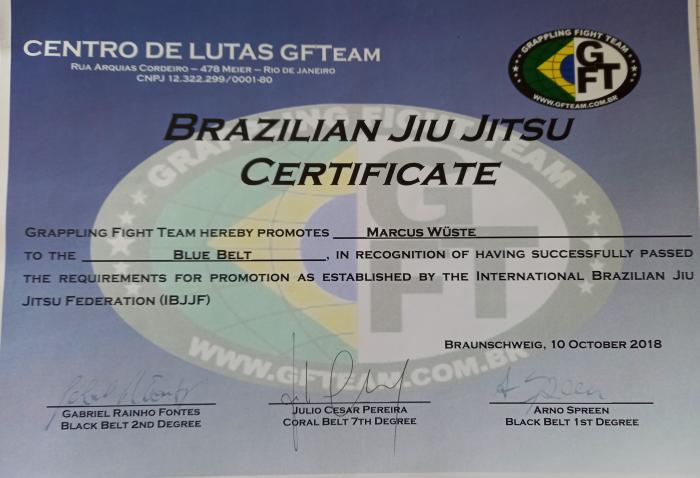 Blue belt · October 11, 2018 · Promoted by Gabriel Rainho Fontes
