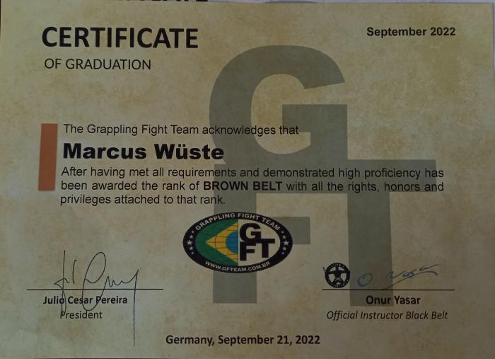 Brown belt · September 21, 2022 · Promoted by Onur Yasar