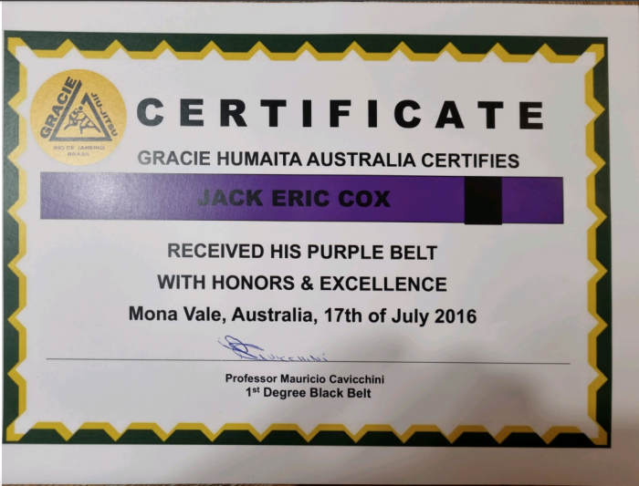 Purple belt · July 17, 2016 · Promoted by Mauricio Cavicchini