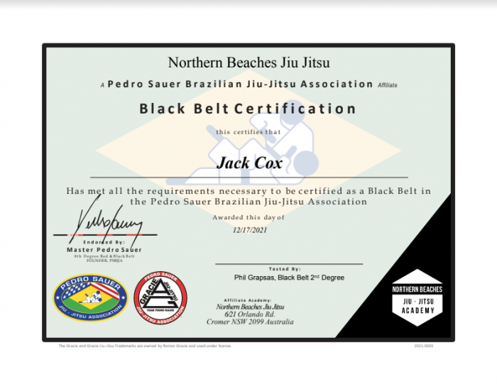 Black belt · December 17, 2021 · Promoted by Phillip Grapsas