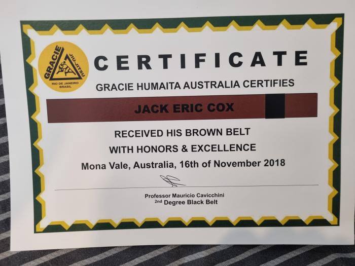 Brown belt · November 16, 2018 · Promoted by Mauricio Cavicchini