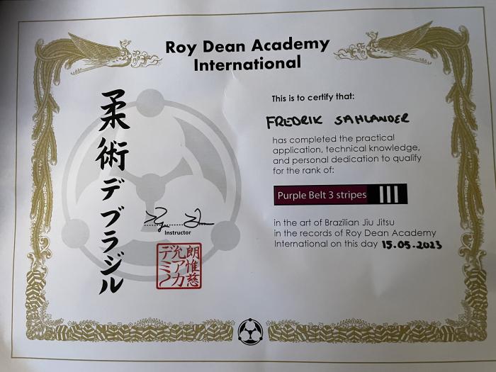 Purple belt · June 15, 2022 · Promoted by Richard Haye