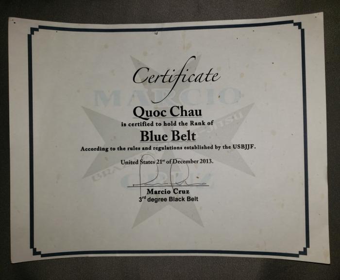 Blue belt · December 21, 2013 · Promoted by Marcio Cruz