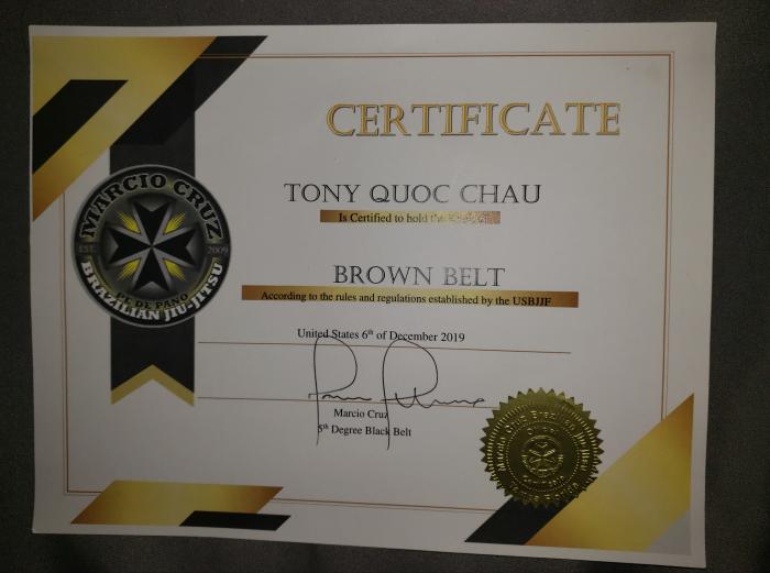 Brown belt · December 6, 2019 · Promoted by Marcio "Pe De Pano" Cruz