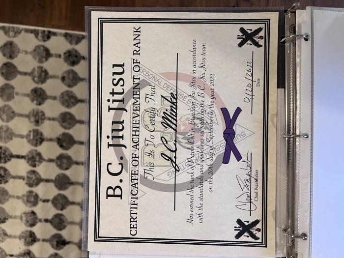Purple belt · September 20, 2022 · Promoted by Chad Fazenbaker