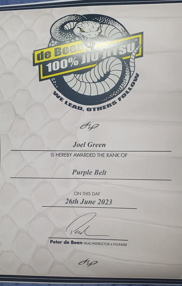 Purple belt · June 26, 2023 · Promoted by Panuwat Krummel