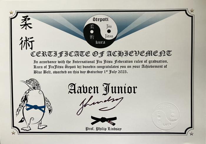 Blue belt · July 1, 2023 · Promoted by Philip Lindsay