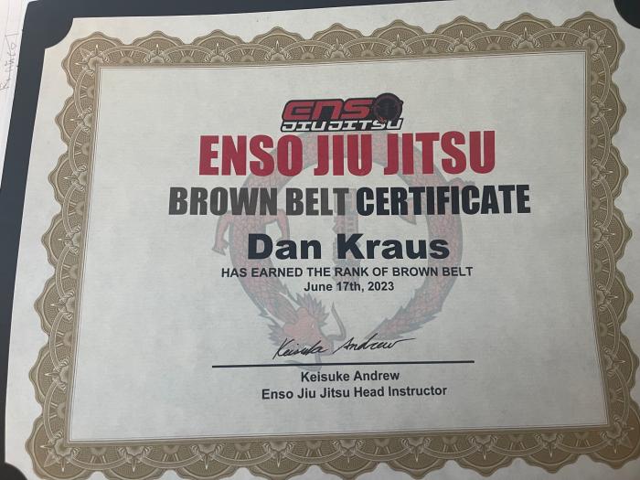 Brown belt · June 17, 2023 · Promoted by Keisuke Andrew