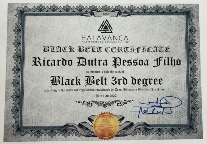 Black belt 3rd degree · October 8, 2020 · Promoted by Helder Medeiros