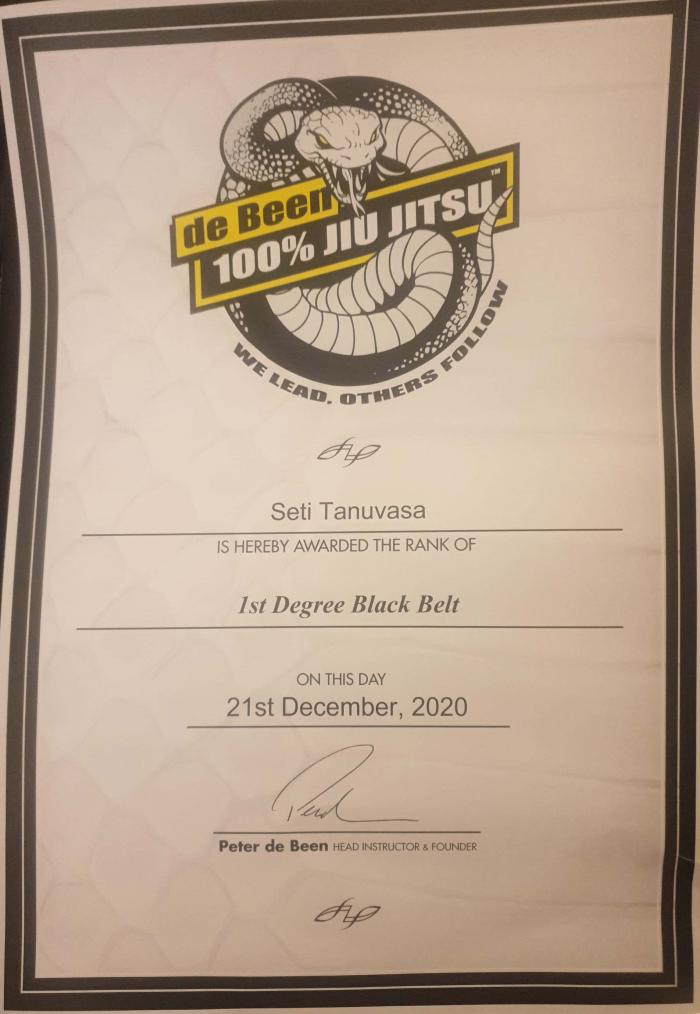 Black belt 1st degree · December 21, 2020 · Promoted by Peter de Been