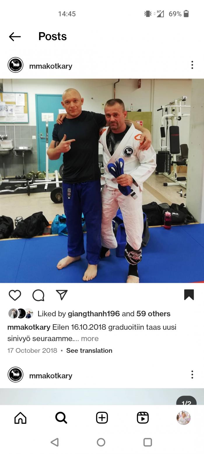 Blue belt · October 16, 2018 · Promoted by Jani Ketolainen