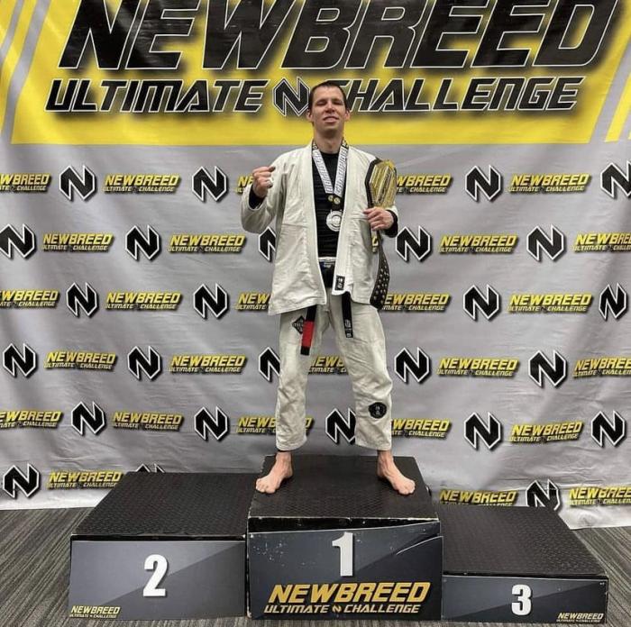 Hard fought best of 3 matches to win the black belt division by submission in the final. New Breed Greenville, SC 2/20/21