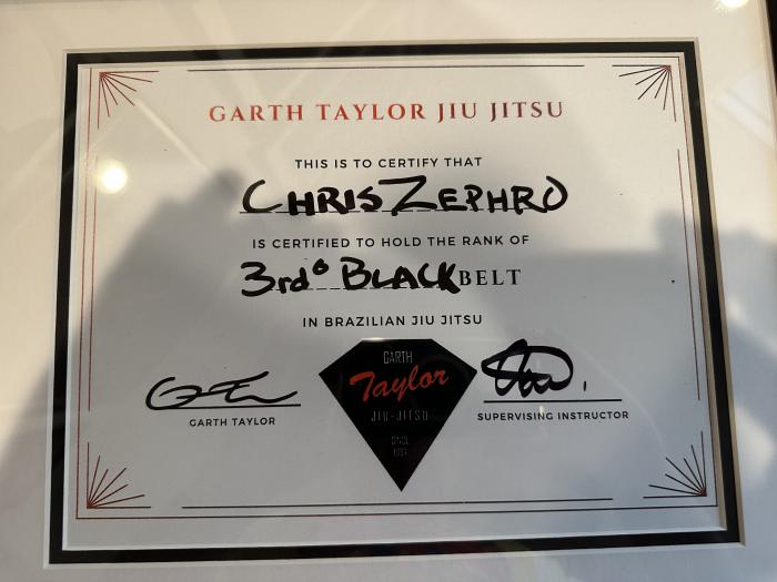Black belt 3rd degree · December 1, 2023 · Promoted by Garth Taylor