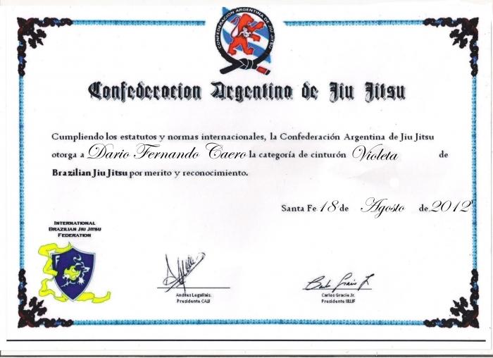 Purple belt · August 18, 2012 · Promoted by Andres Legallais