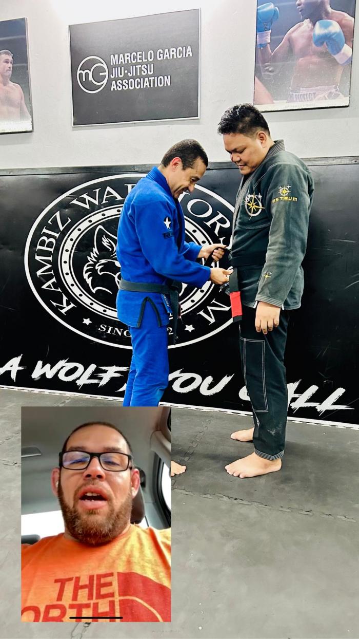 Black Belt promotion. Professor Marcio asked professor Ali to tie the belt in behalf of him