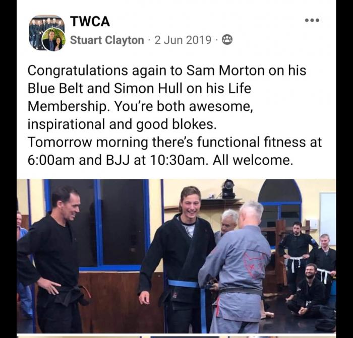 Blue belt · June 2, 2019 · Promoted by Stuart clayton
