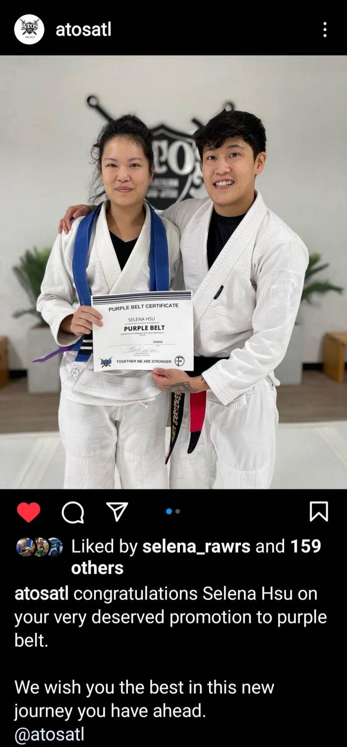 Purple belt · January 4, 2023 · Promoted by Alex Enriquez