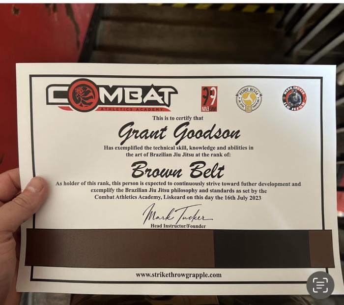 Brown belt · July 16, 2023 · Promoted by Mark Tucker