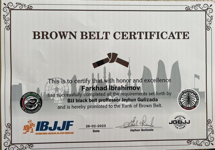 Brown Belt Certificate