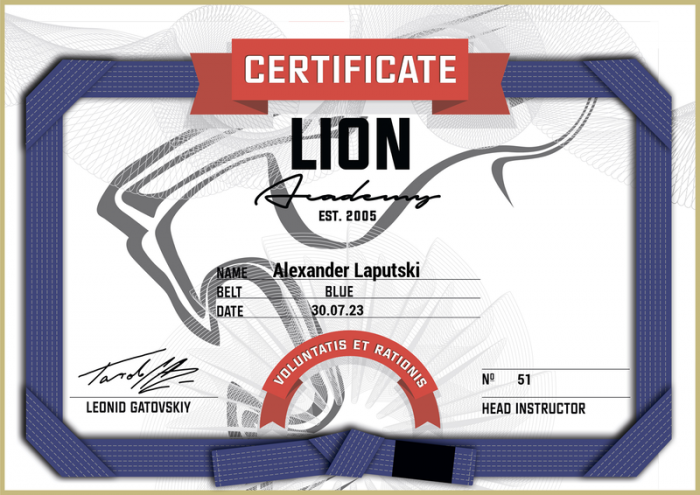 Blue belt · July 30, 2023 · Promoted by Leonid Gatovskiy