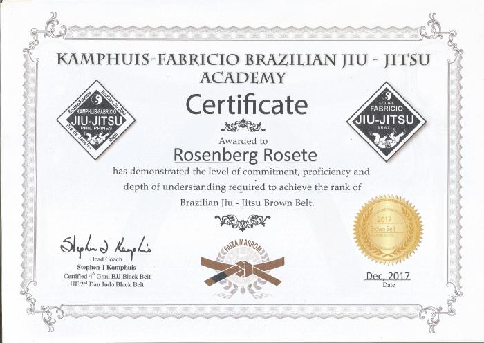 Brown belt · December 9, 2017 · Promoted by Stephen Kamphuis
