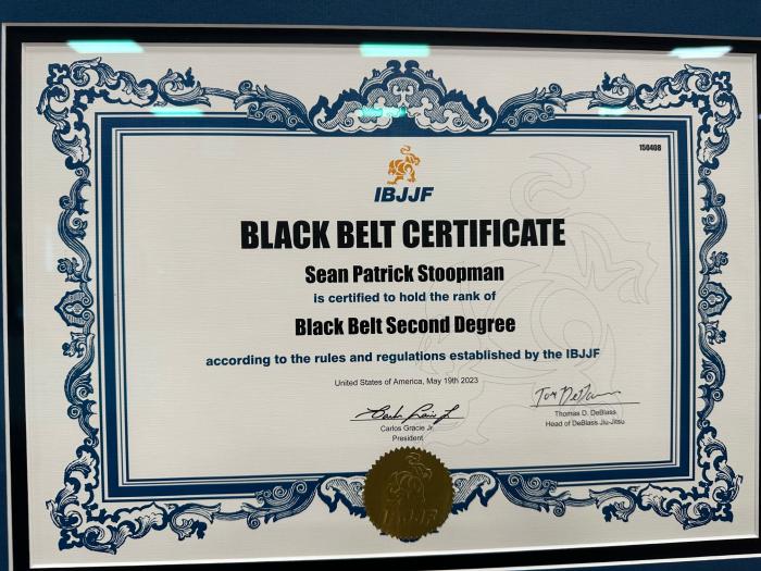 Black belt 2nd degree · May 19, 2023 · Promoted by Tom Deblass