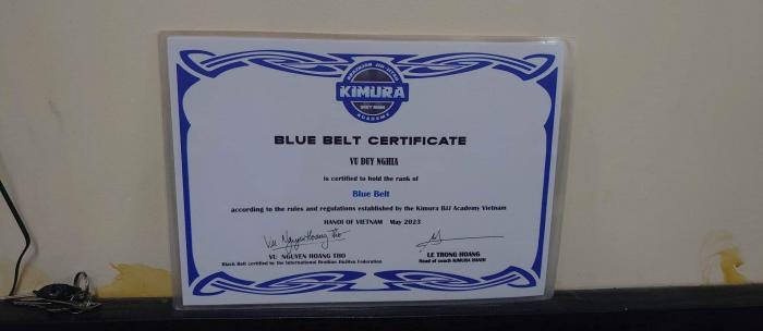 Blue belt · May 20, 2023 · Promoted by Professor Vu Nguyen Hoang Tho