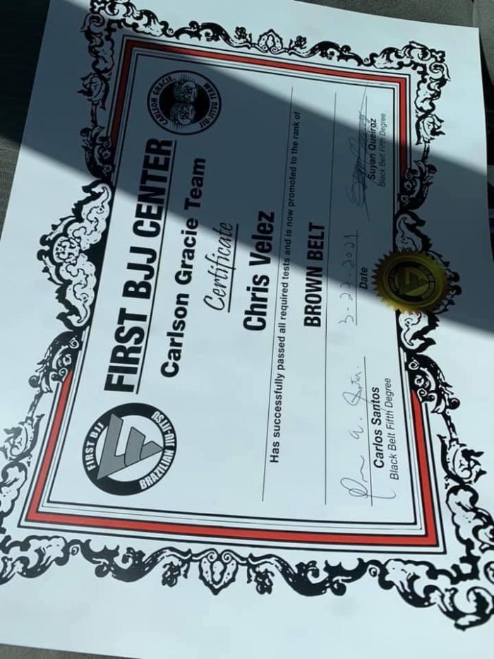 Brown belt · March 11, 2021 · Promoted by Carlos Santos