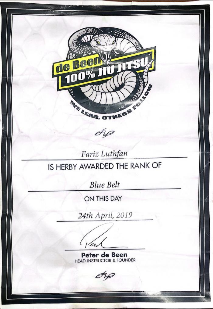 Blue belt · April 22, 2019 · Promoted by Peter De Been