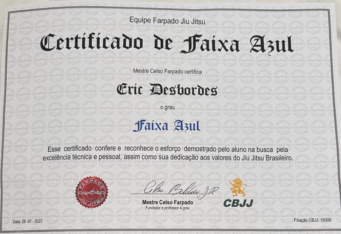 Blue belt · July 28, 2023 · Promoted by Celso Farpado