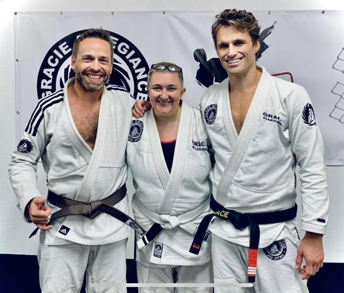 Me and Professor Clark Gracie with the most Diaz-brothers fan and fanboy whitebelt ever, Charlene. ;P