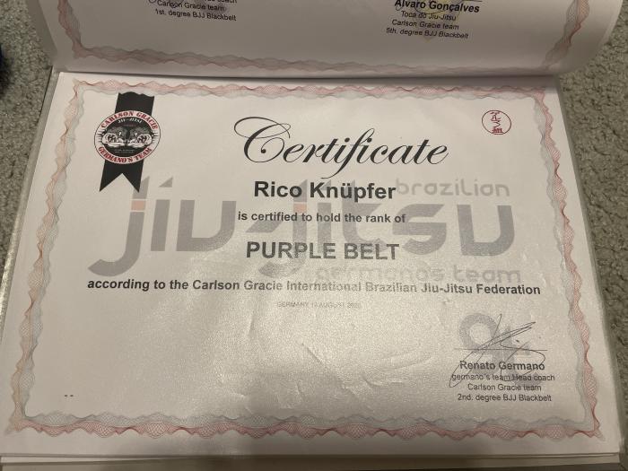 Purple belt · August 19, 2023 · Promoted by Renato Germano