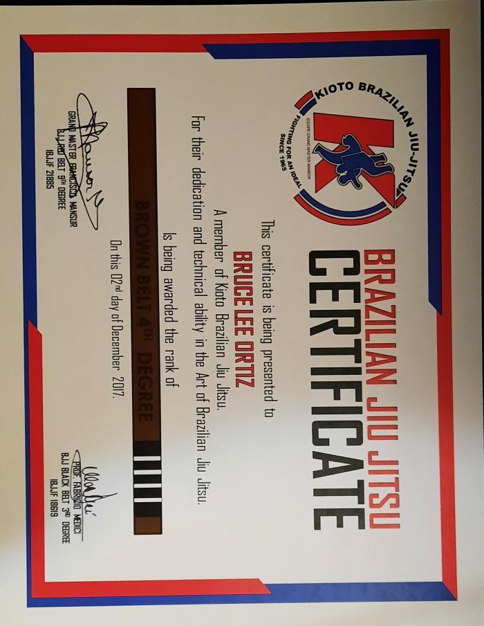 Brown belt · January 30, 2016 · Promoted by Francisco Mansur