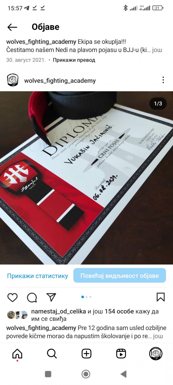 Black belt · August 6, 2021 · Promoted by Slobodan Davitkov