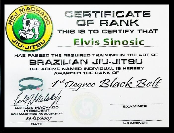 Black belt 1st degree · March 22, 2007 · Promoted by Carlos Machado