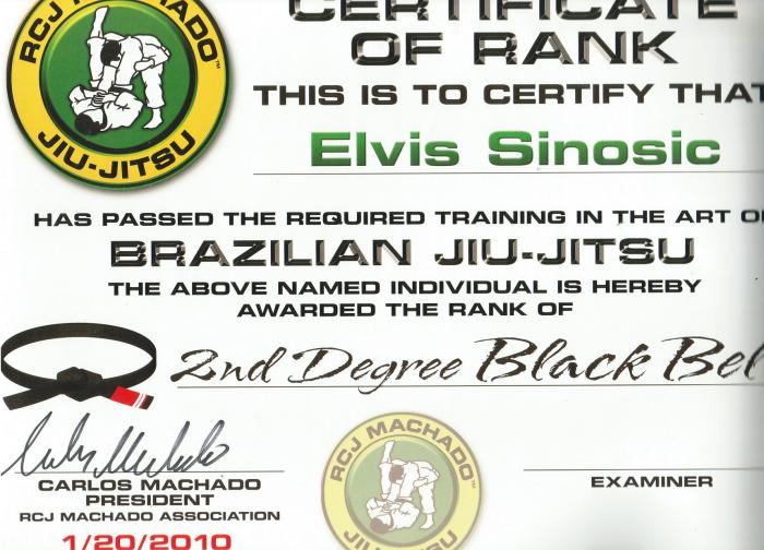 Black belt 2nd degree · January 20, 2010 · Promoted by Carlos Machado