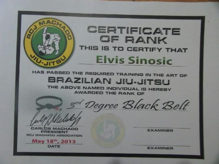 Black belt 3rd degree · May 18, 2013 · Promoted by Carlos Machado