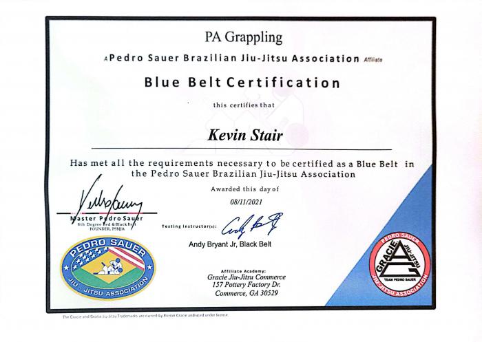 Blue belt · August 11, 2021 · Promoted by Allen Coble