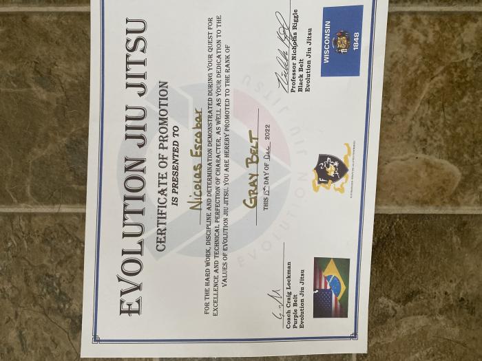 Gray belt · December 8, 2022 · Promoted by Professor Nicholas Riggle