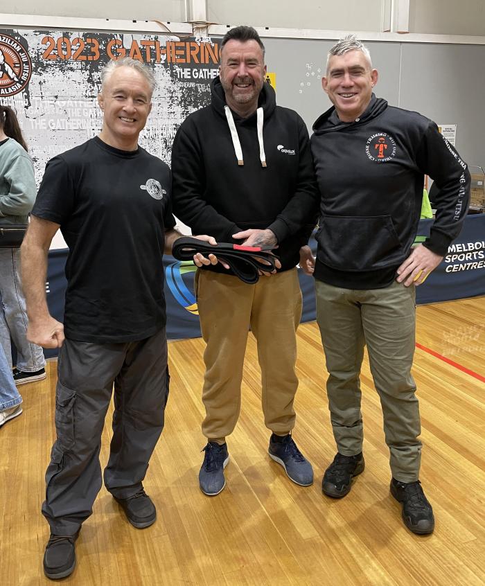 John Will and Tyrone Crosse presenting my black belt