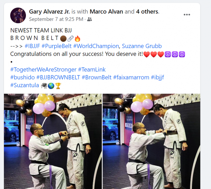 Brown belt · September 7, 2023 · Promoted by Gary Alvarez