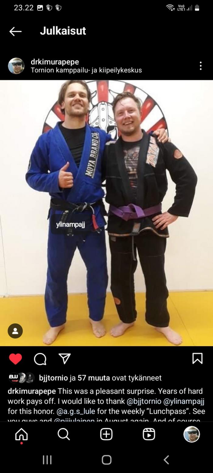 Purple belt · June 19, 2019 · Promoted by Tuomas Ylinampa