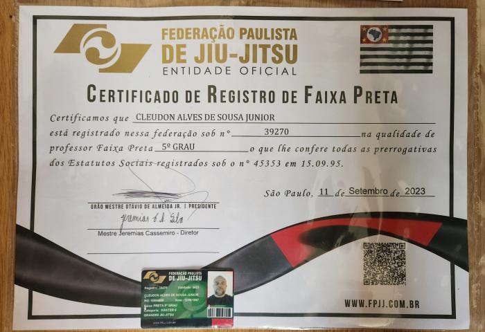 Black belt 5th degree · September 11, 2023 · Promoted by Neslson Grandini