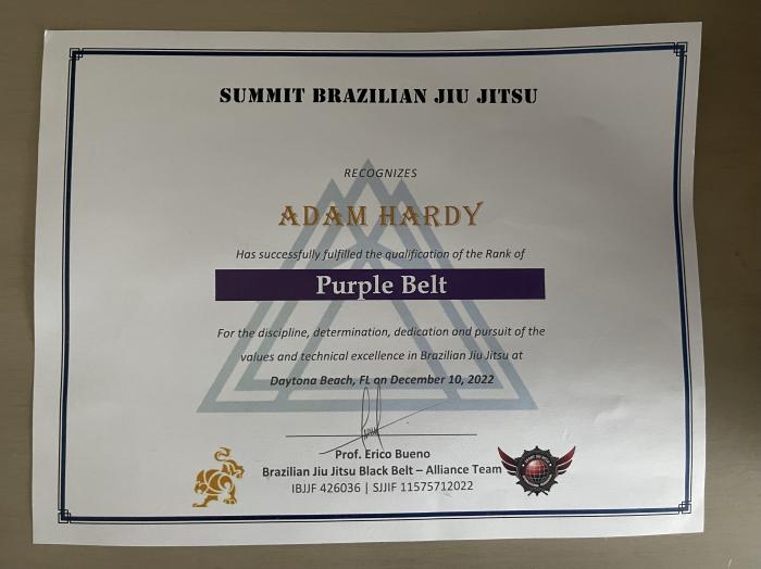 Purple belt · December 10, 2022 · Promoted by Erico Bueno