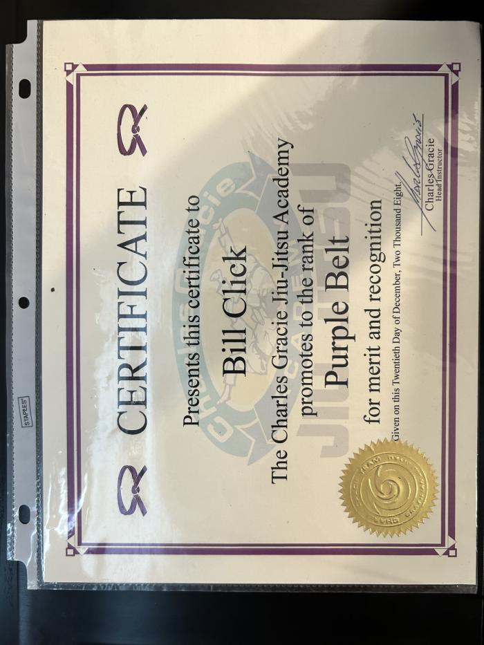 Purple belt · December 20, 2008 · Promoted by Charles Gracie