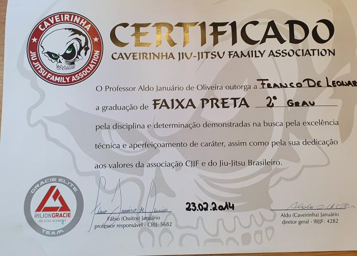 Black belt 2nd degree · February 23, 2014 · Promoted by Aldo “Caveirinha” Januário