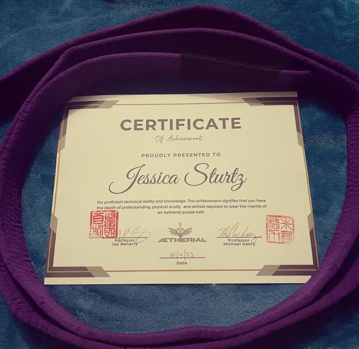 Purple belt · October 4, 2023 · Promoted by Michael Geery