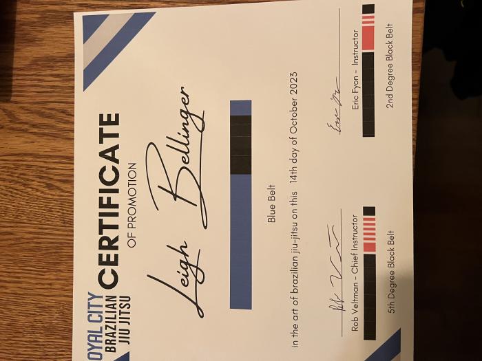 Blue belt · October 14, 2023 · Promoted by Robert Veltman